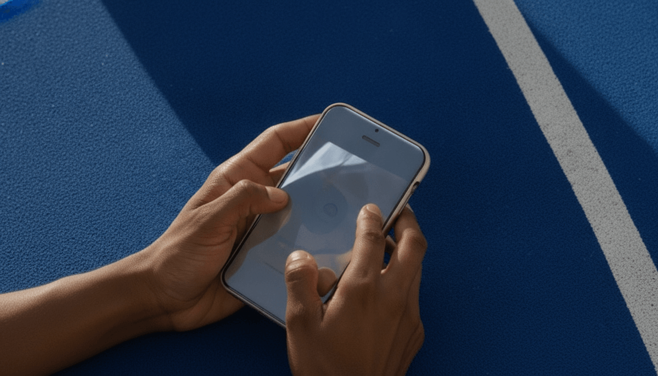 Hand messaging the care team on a phone.