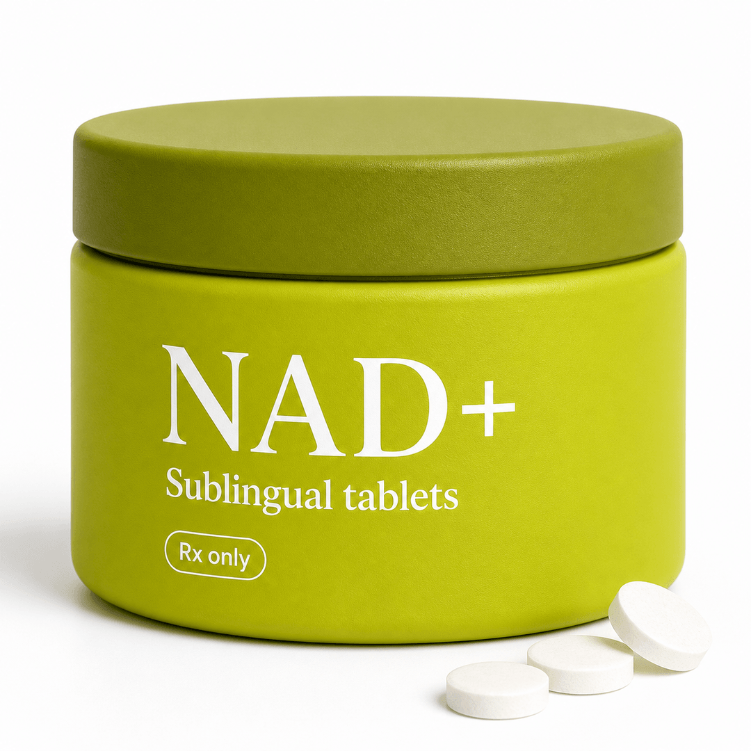 NAD+ sublingual tablets bottle.
